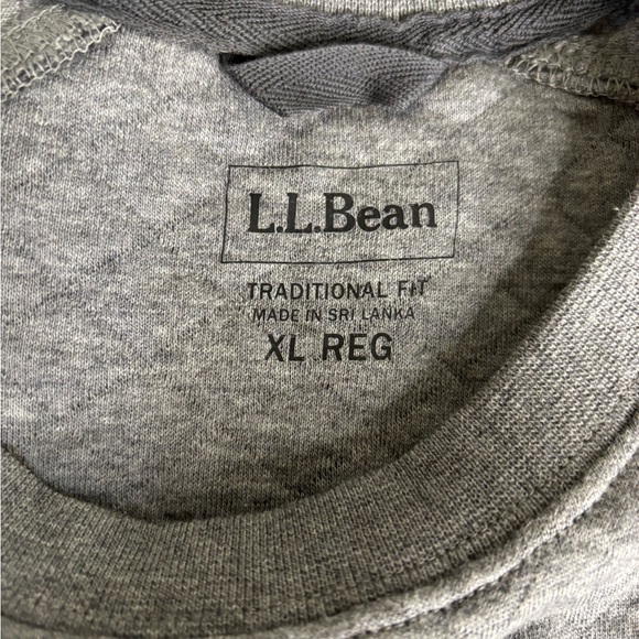 L.L. Bean Quilted Crew Neck Pullover Men's XL Sweatshirt Gray Traditional Fit - Picture 7 of 8